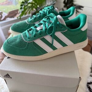Adidas Women's Green and White Sneakers
